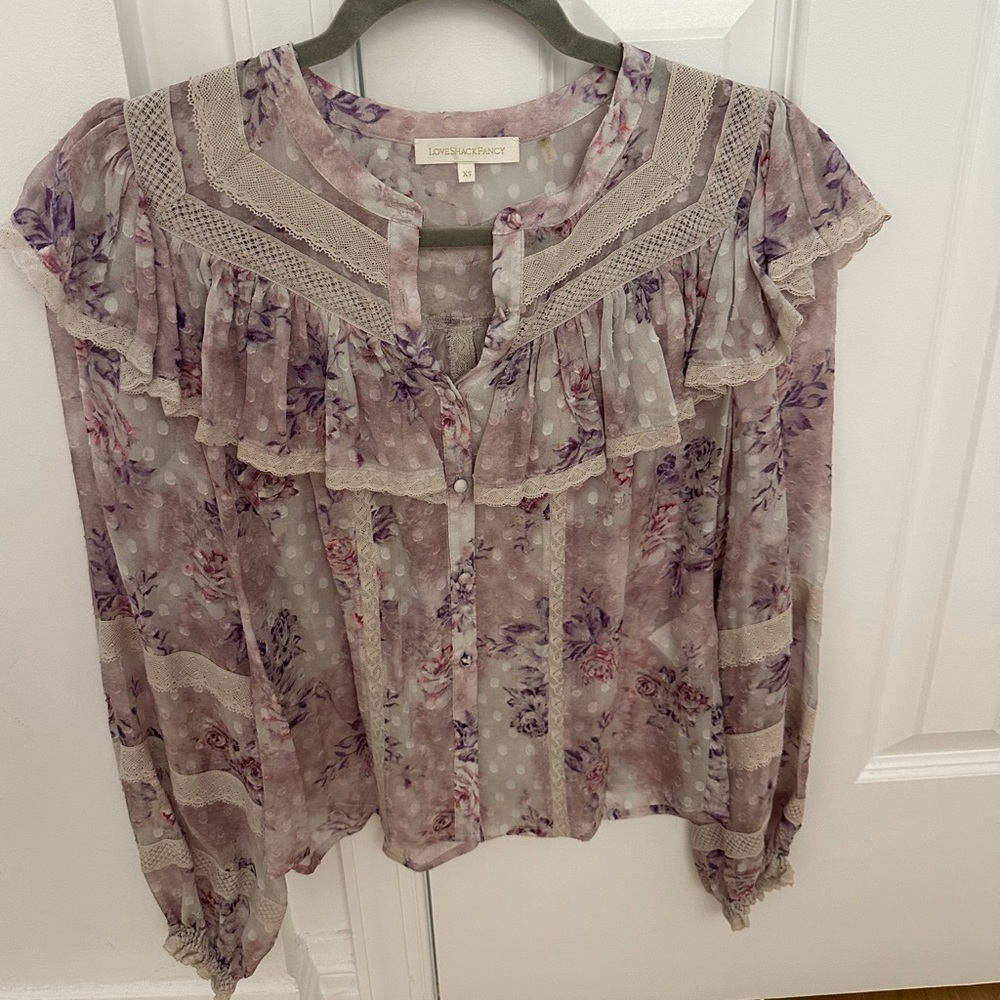 LoveShackFancy Silk Floral Blouse - Picture 2 of 6